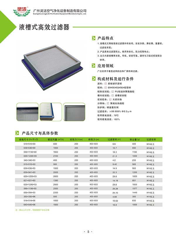 液槽式高效（xiào）過濾器的特點