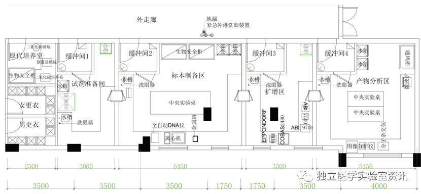 某醫院PCR實驗室（shì）平麵圖
